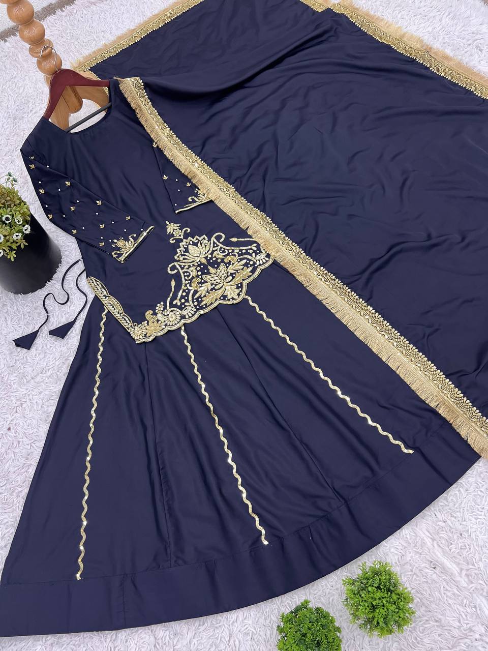 Beautiful Party Wear Fancy Top Bottom And Plazzo