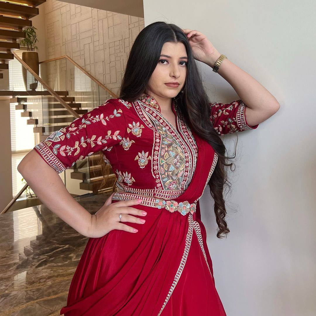 Party Wear Look Lehenga Saree With Moti Work