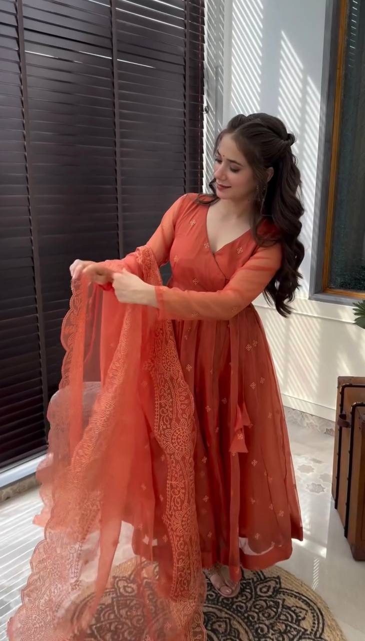 Party Wear Look Designer Top-Bottom And Dupatta With Embroidery Work