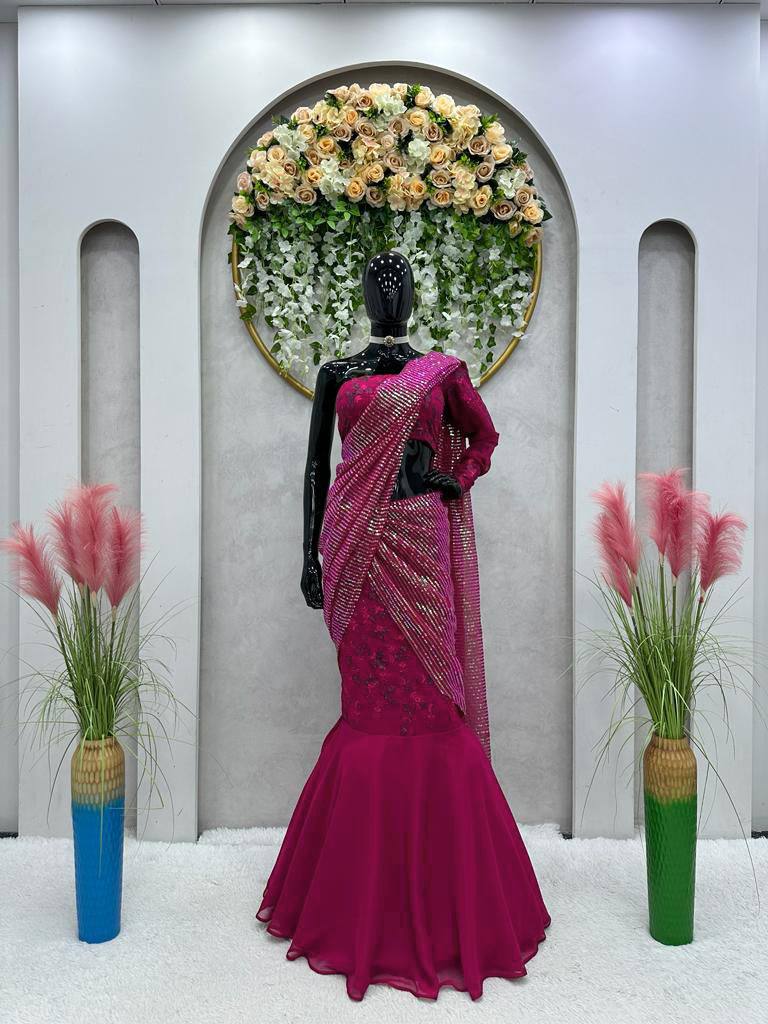 Party Wear Look Beautiful Ready To Wear Lehenga Saree