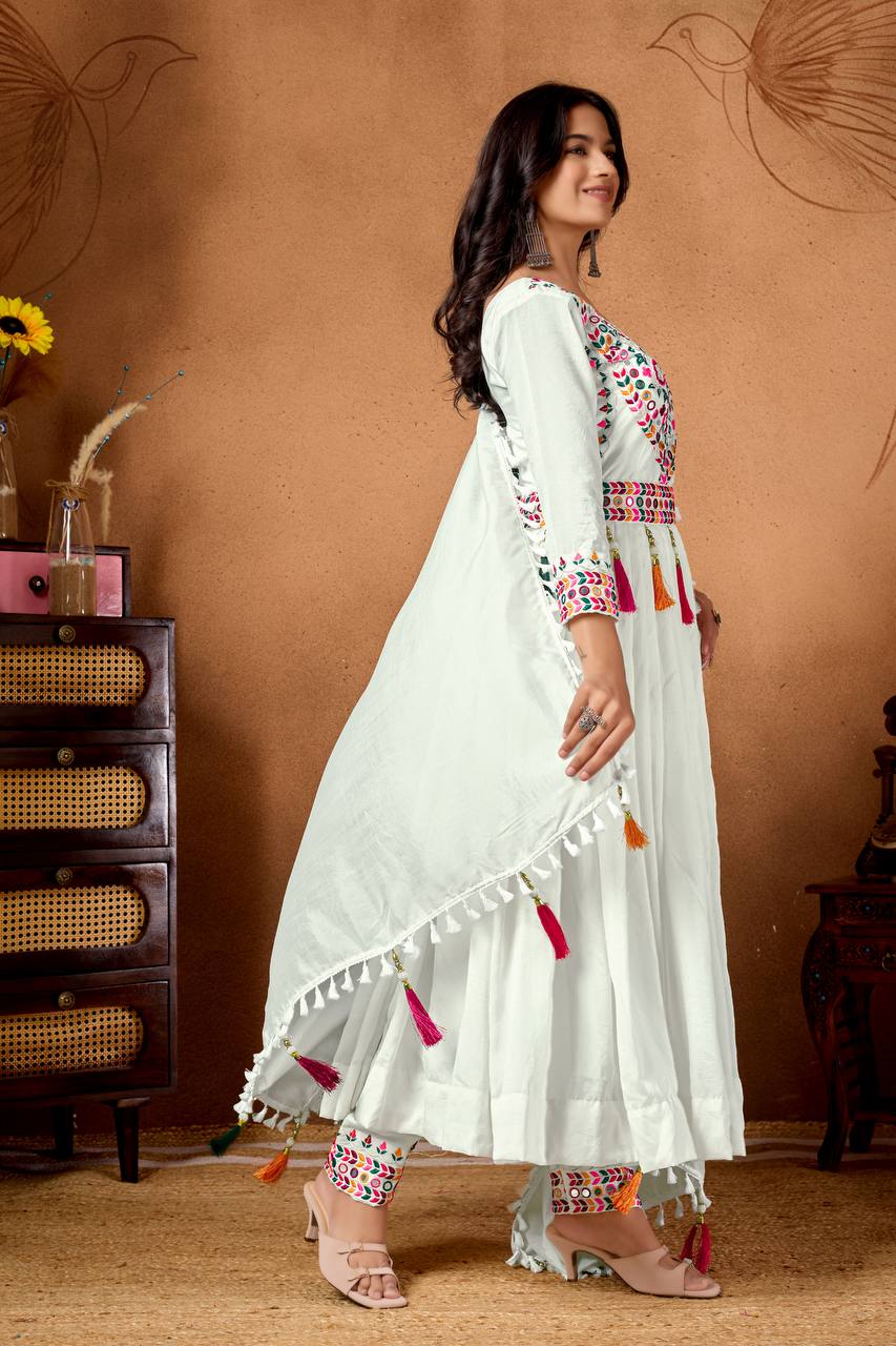 Party Wear Look Suit Set With Embroidery Sequence Work