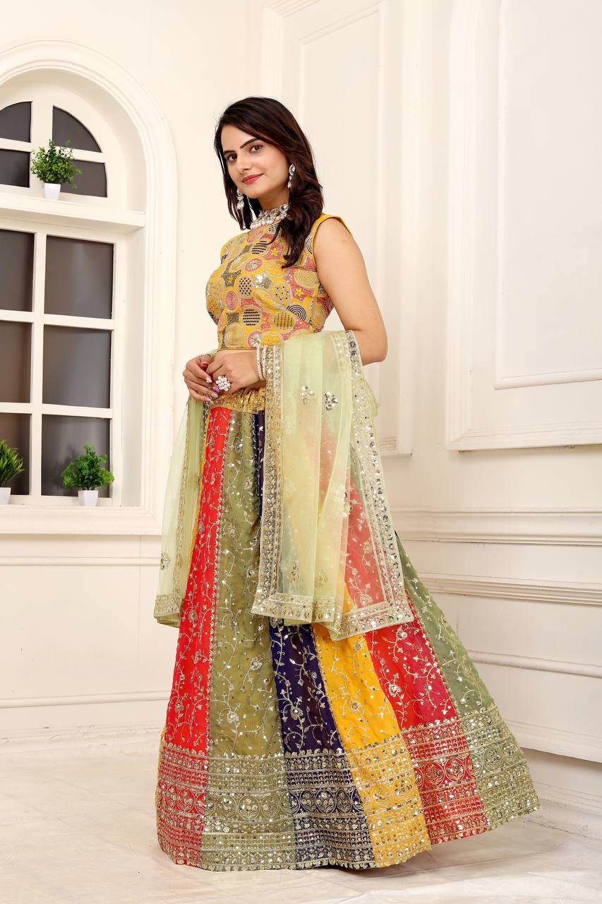Party Wear Beautiful Lehenga Choli With Embroidery Work