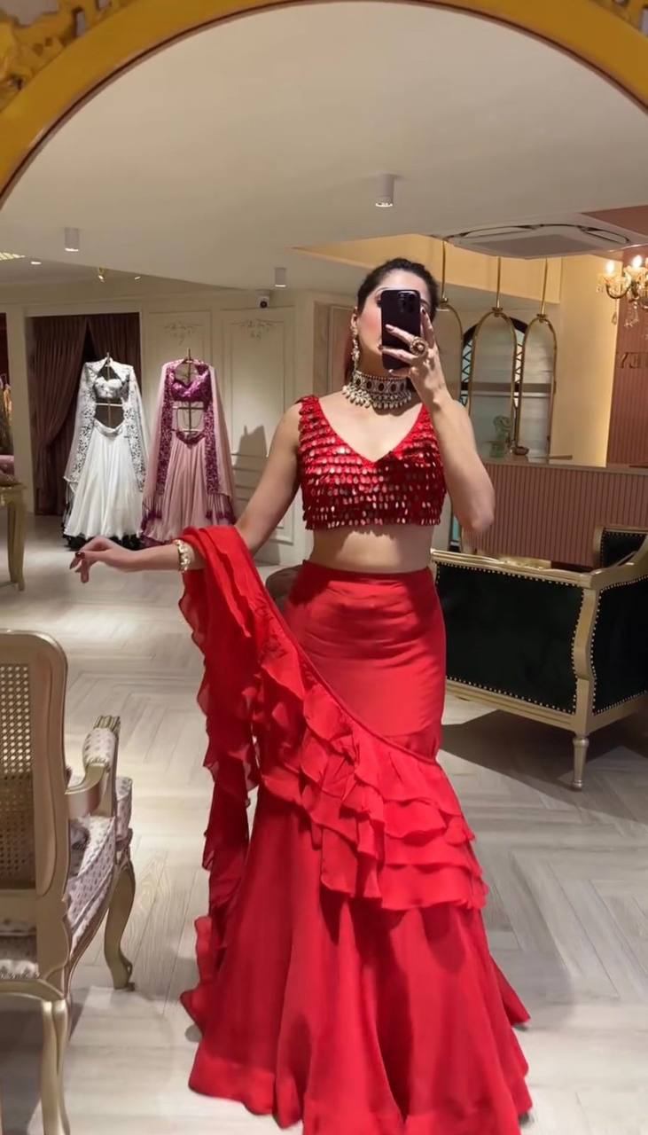 Party Wear Look Beautiful Ready To Wear Lehenga Saree