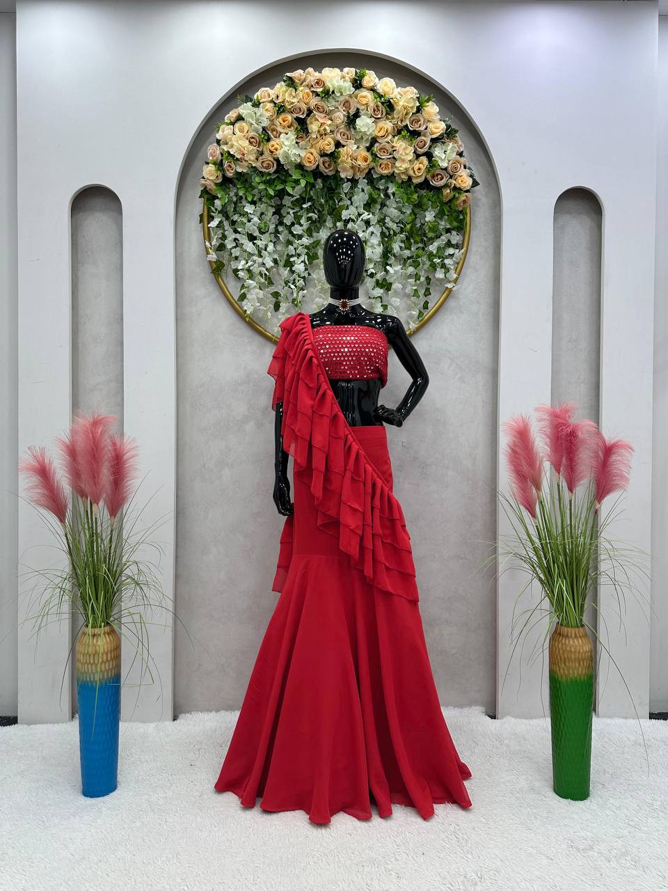 Party Wear Look Beautiful Ready To Wear Lehenga Saree