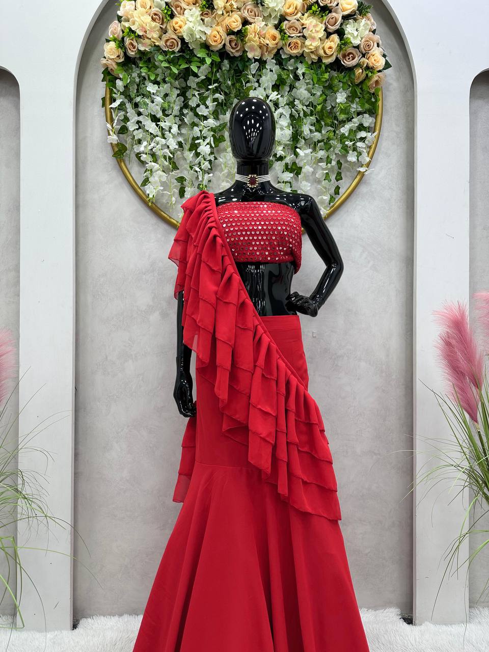 Party Wear Look Beautiful Ready To Wear Lehenga Saree