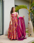 Party Wear Look Beautiful Anarkali Gown And Dupatta