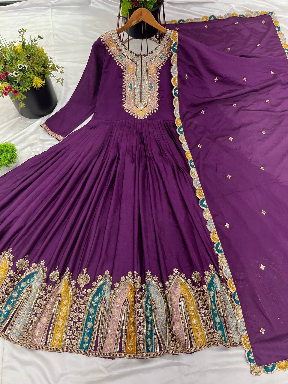 Beautiful Designer Party Wear Look Gown-Dupatta