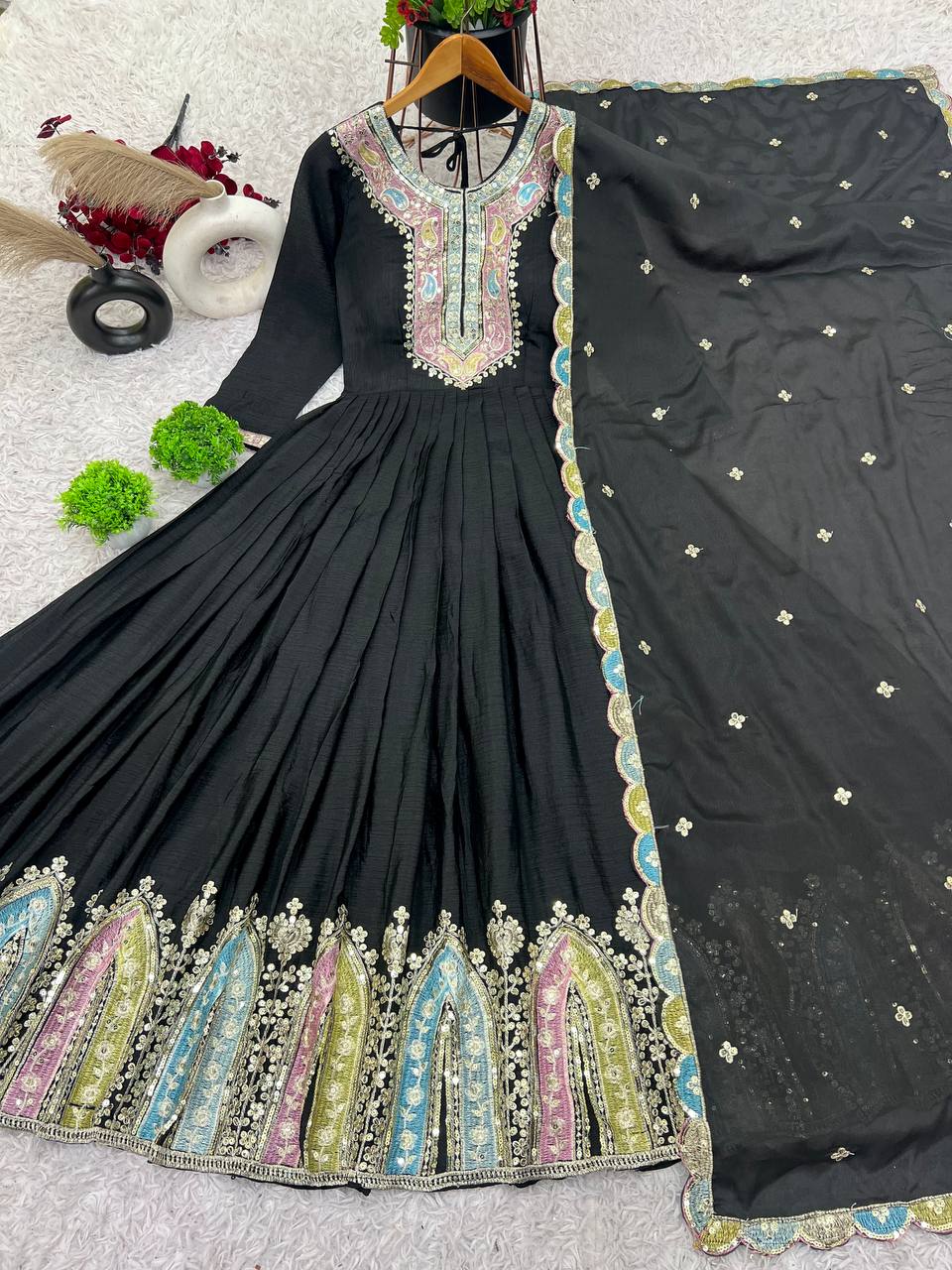 Beautiful Designer Party Wear Look Gown-Dupatta