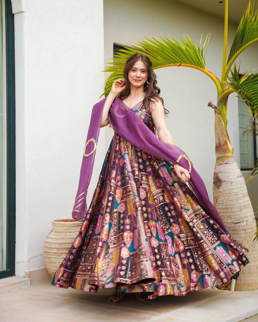 Party Wear Look Designer Anarkali Gown And Dupatta