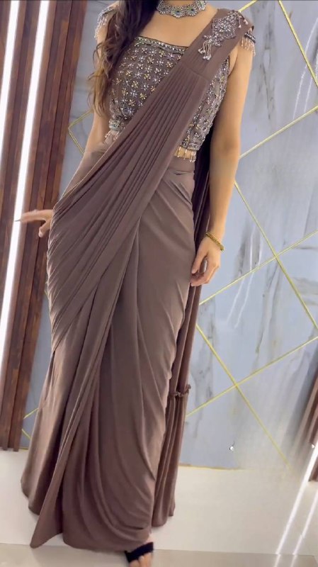 Party Wear Designer Saree With Sequence Embroidery Work