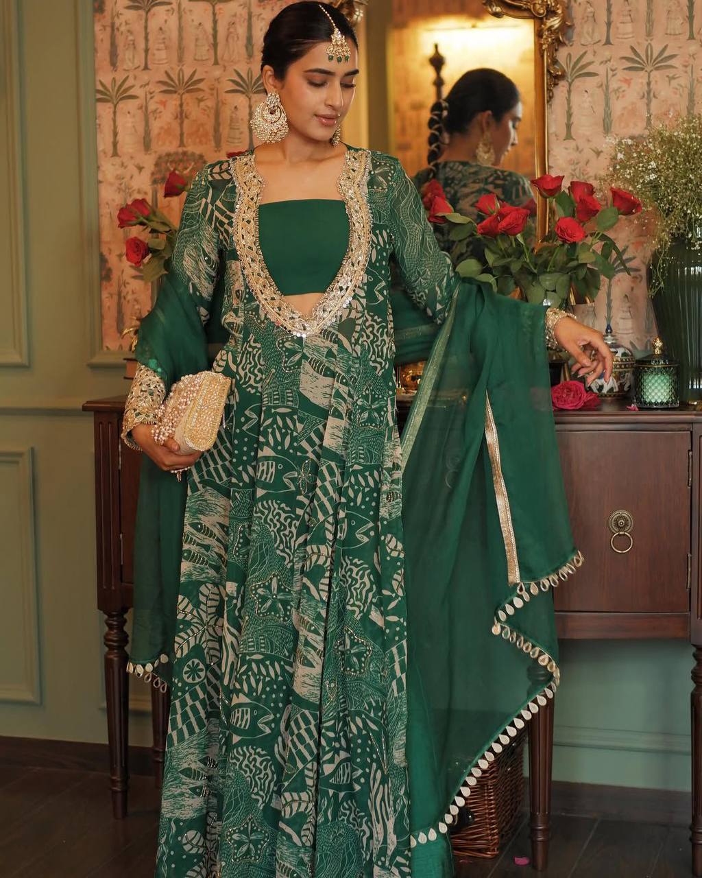 Party Wear Look Designer Top-Bottom With Blouse And Dupatta