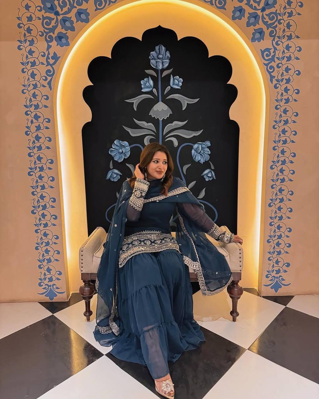 Party Wear Look Suit Set With Sequins & Zari Embroidery Work