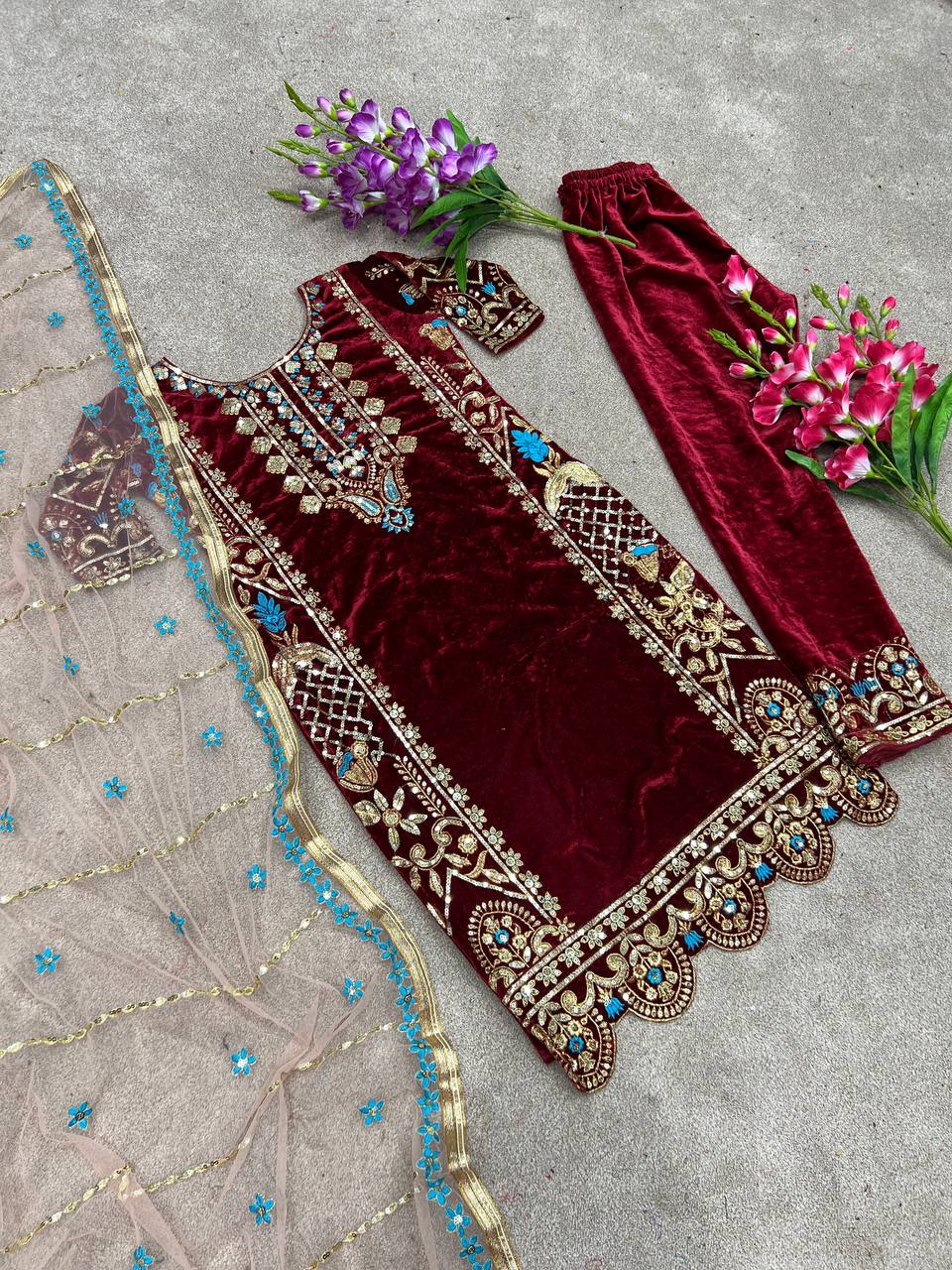 Designer Party Wear Look Top-Dupatta And Bottom