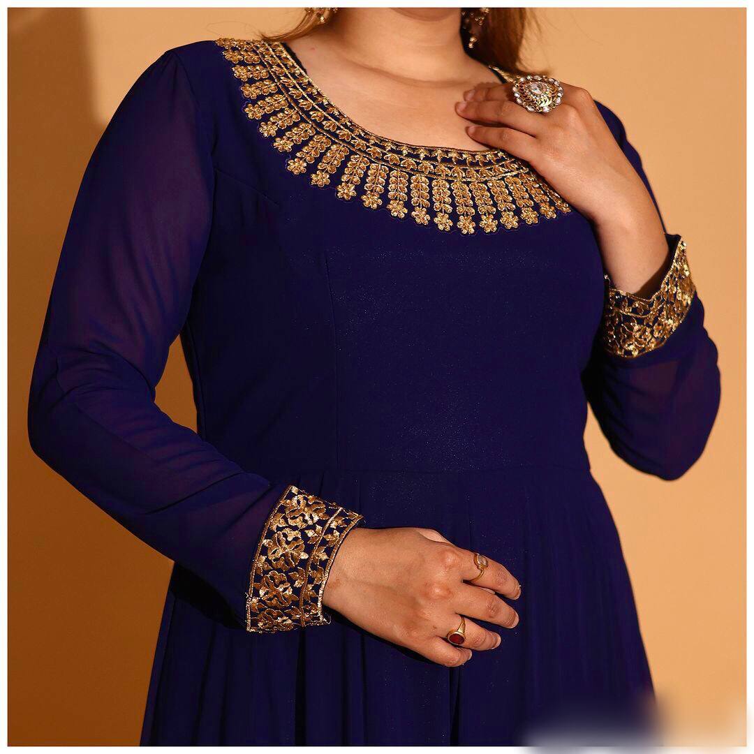 Beautiful Gown And Dupatta With Embroidery Sequence Work Lace Border