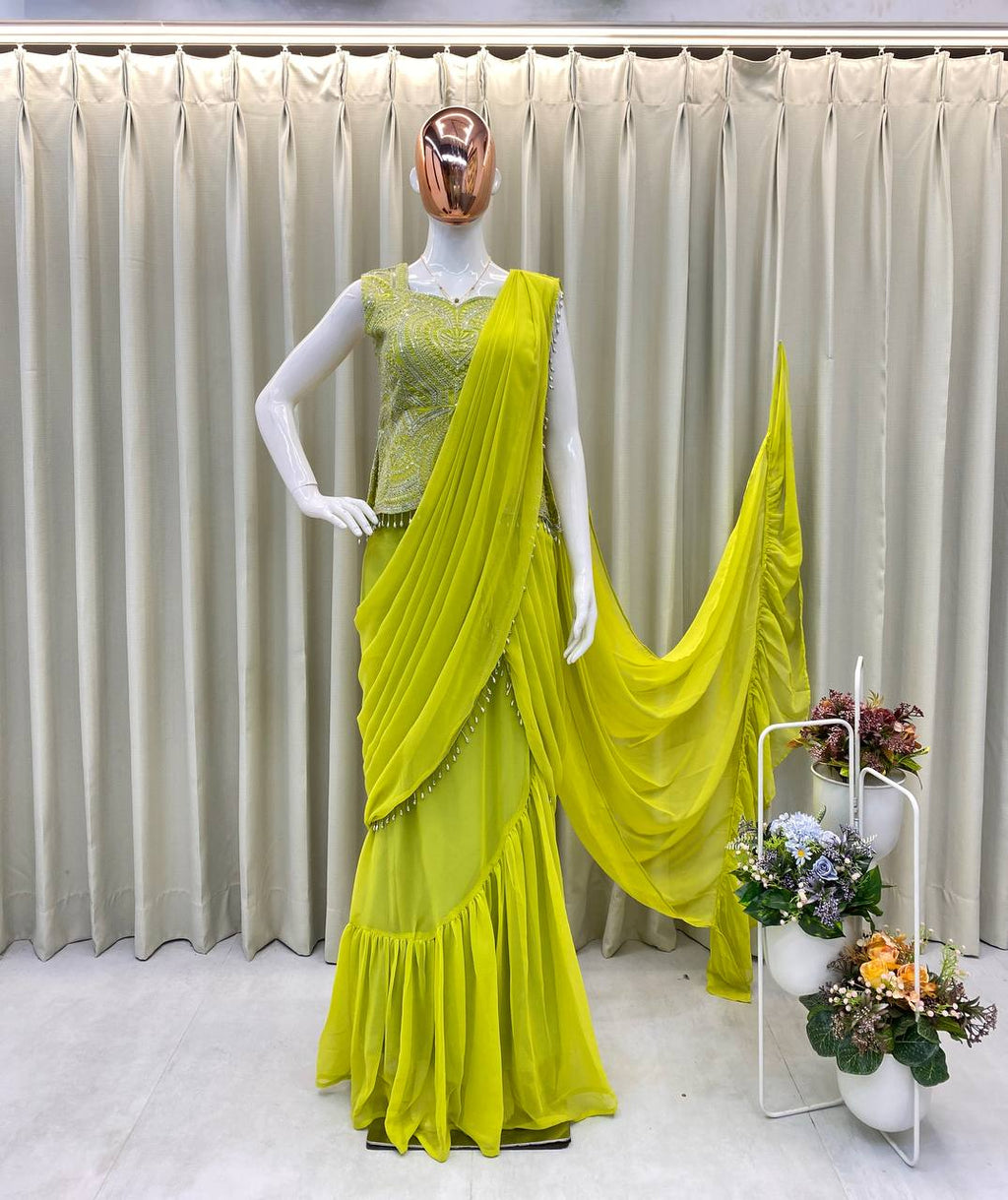 Party Wear Look Designer Ready To Wear Lehenga Saree