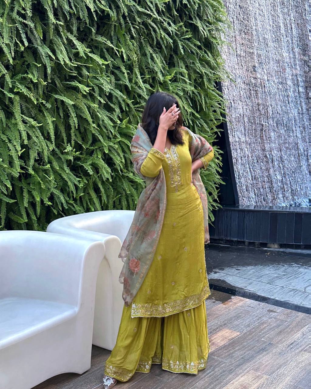 Party Wear Look Suit Set With Sequins & Zari Embroidery Work