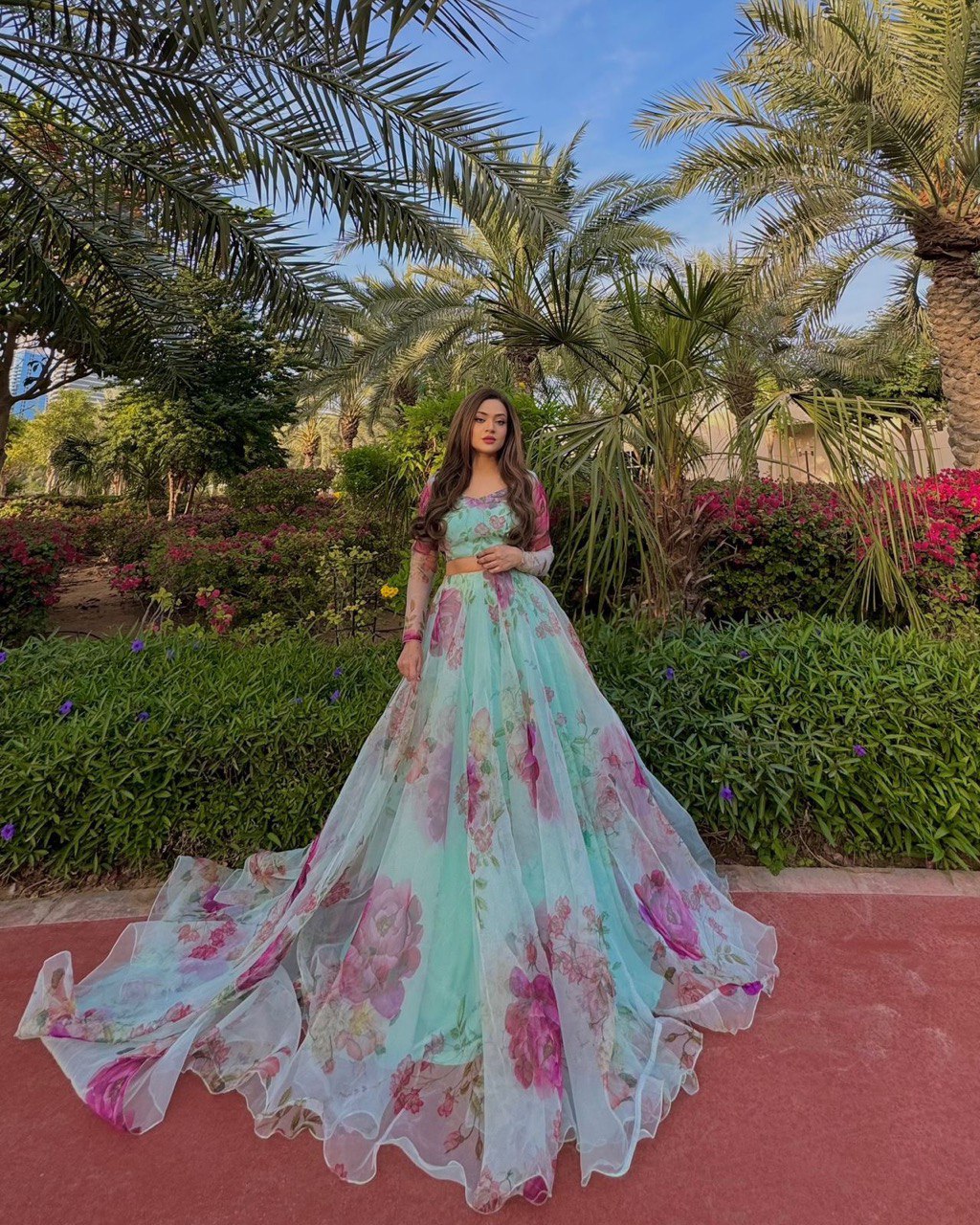 Beautiful Party Wear Organza Silk Floral Printed Lehenga Choli