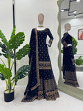 Party Wear Look Suit Set With Thread And Sequence Work