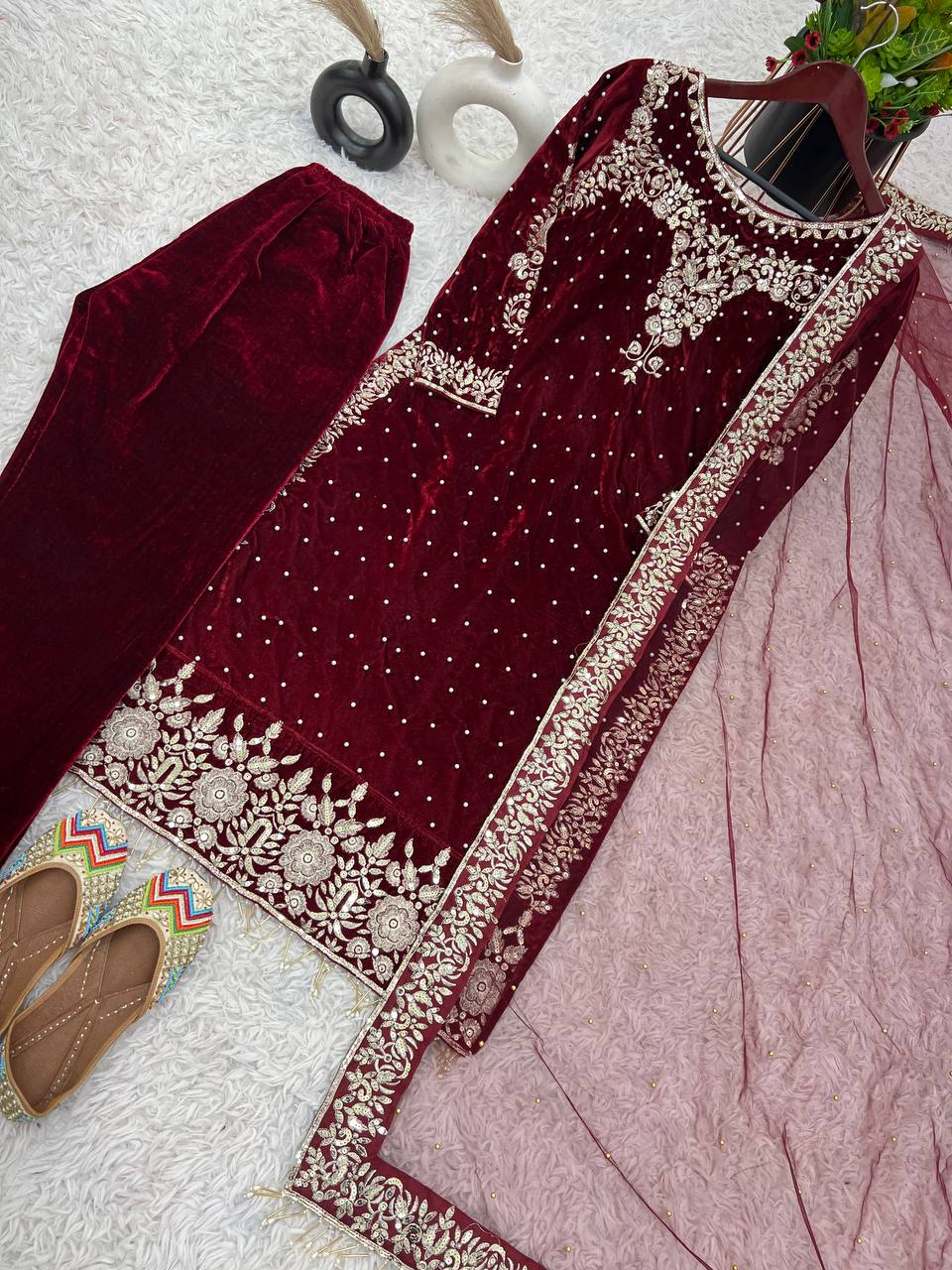 Designer Look Top-Dupatta And Bottom With Heavy Embroidery Sequence Work