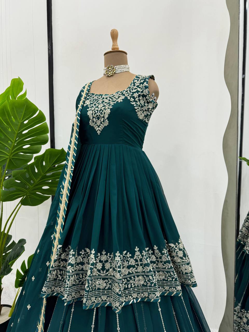 Party Wear Top-Lehenga With Thread And Sequence Work