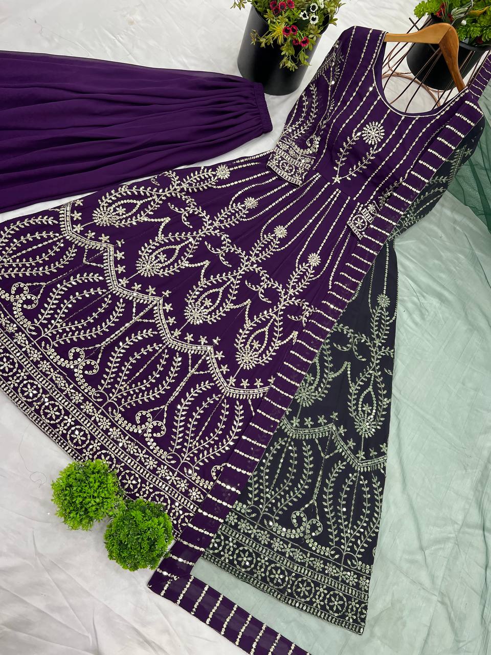 Beautiful Top-Bottom And Dupatta With Heavy Embroidery Sequence Work