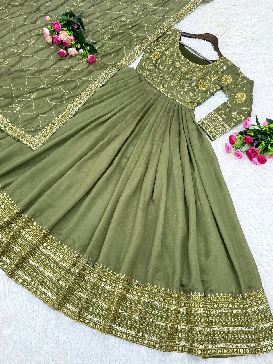 Beautiful Party Wear Fancy Gown With Dupatta