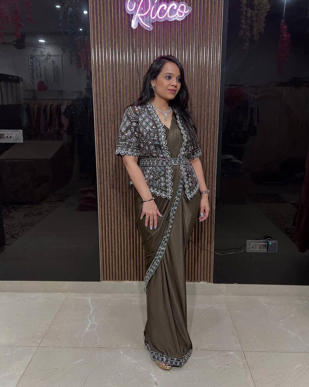 Party Wear Look Saree With Beautiful Koti