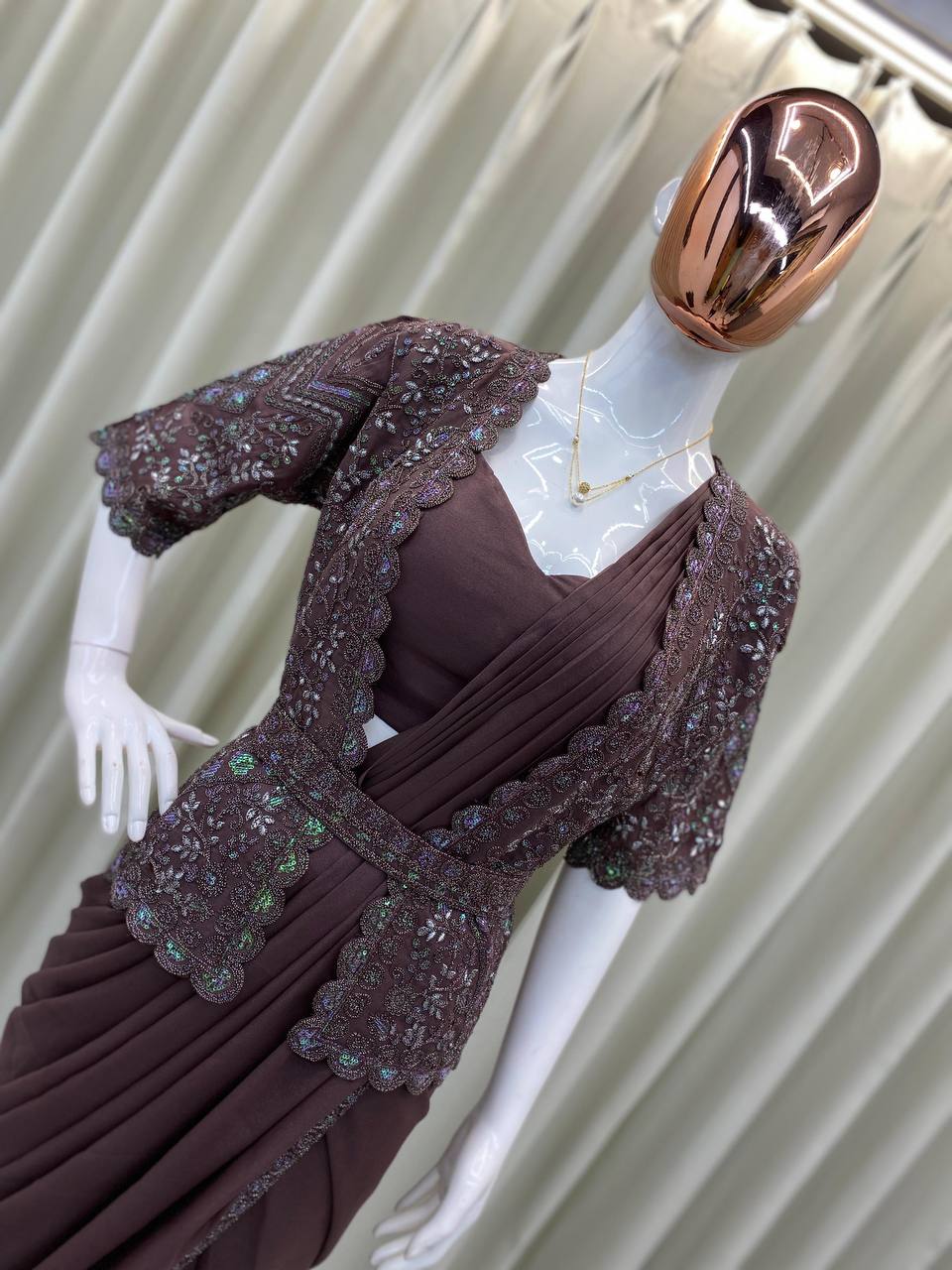 Party Wear Look Saree With Beautiful Koti