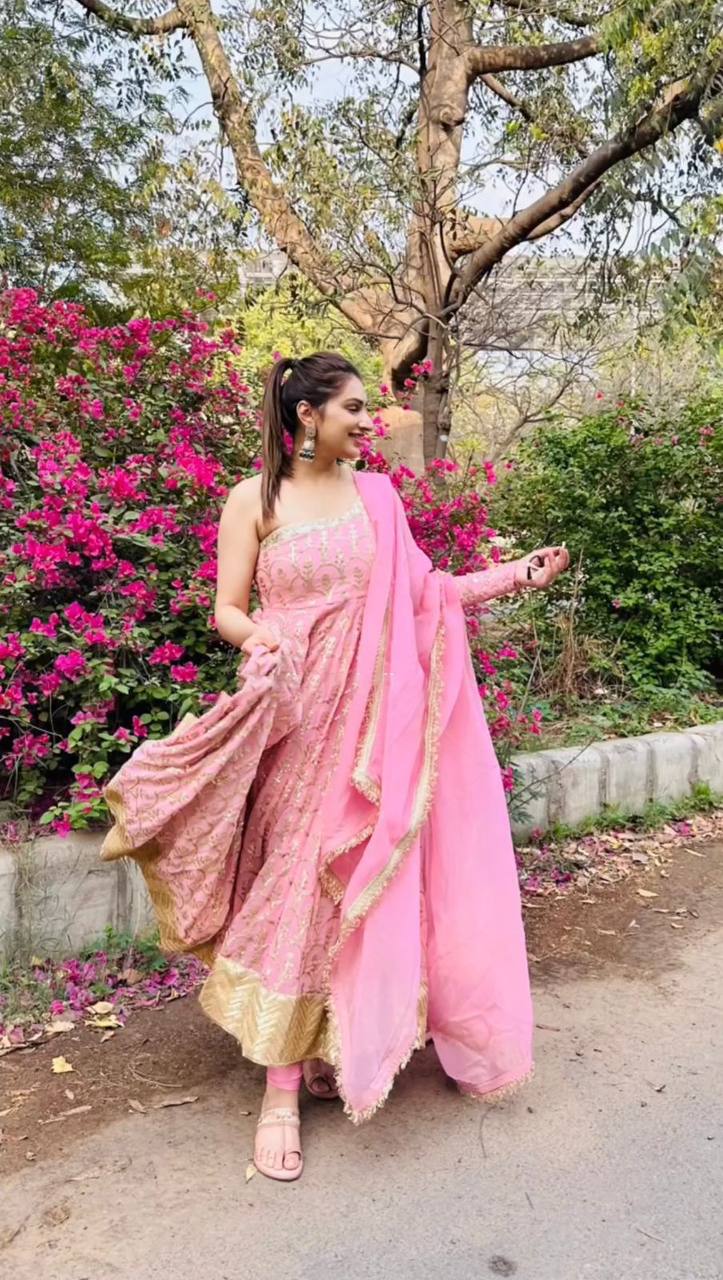 Party Wear Look Gown With Thread And Sequence Work