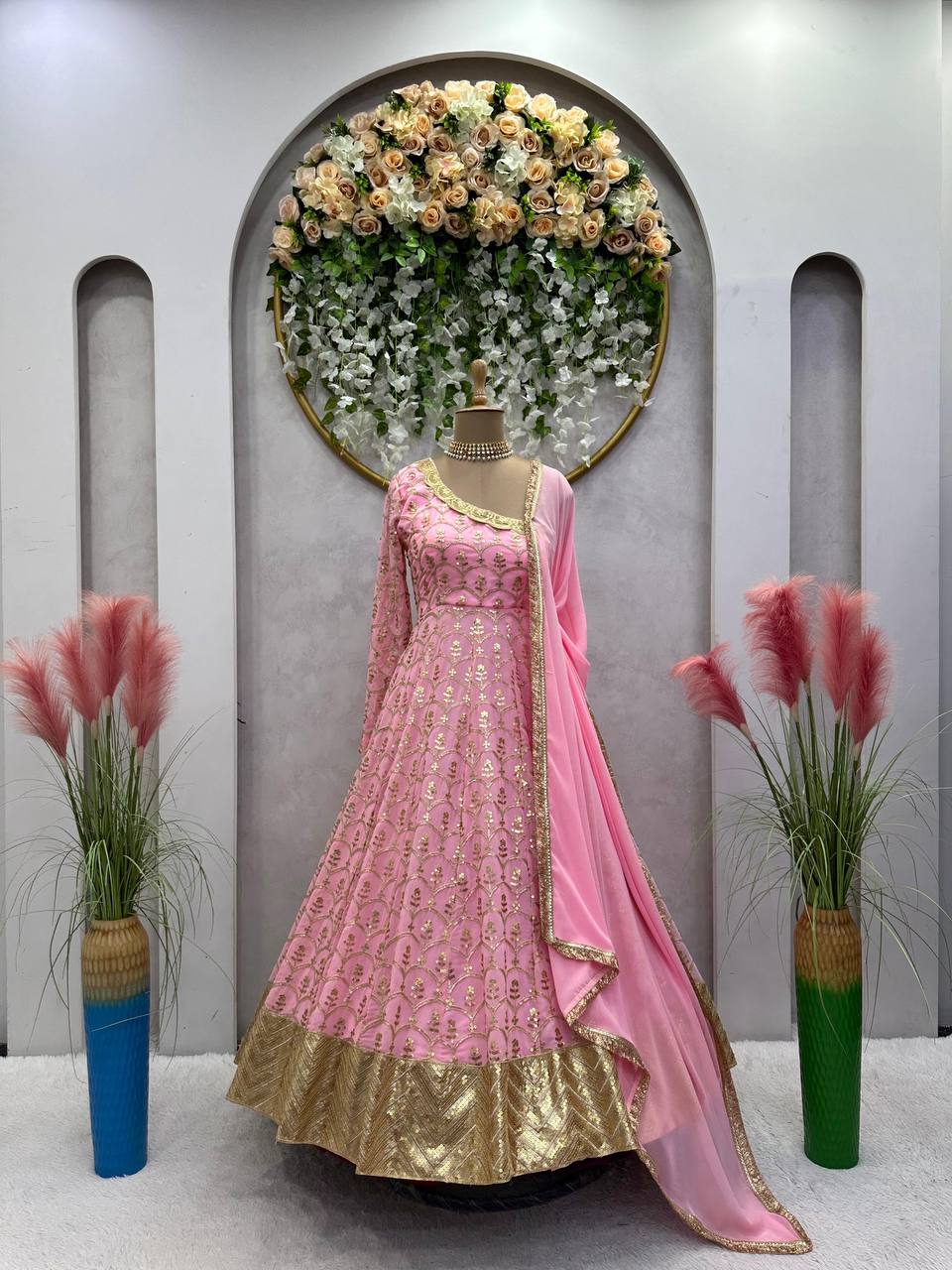 Party Wear Look Gown With Thread And Sequence Work