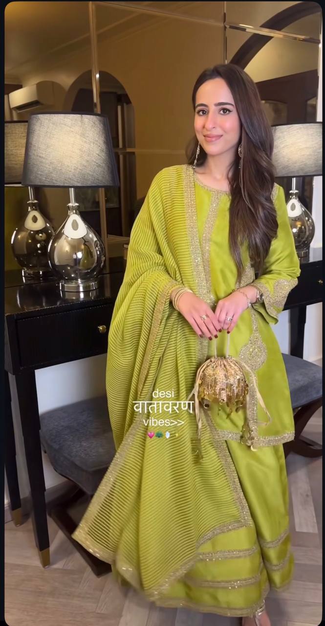 Party Wear Look Suit Set With Sequins & Zari Work