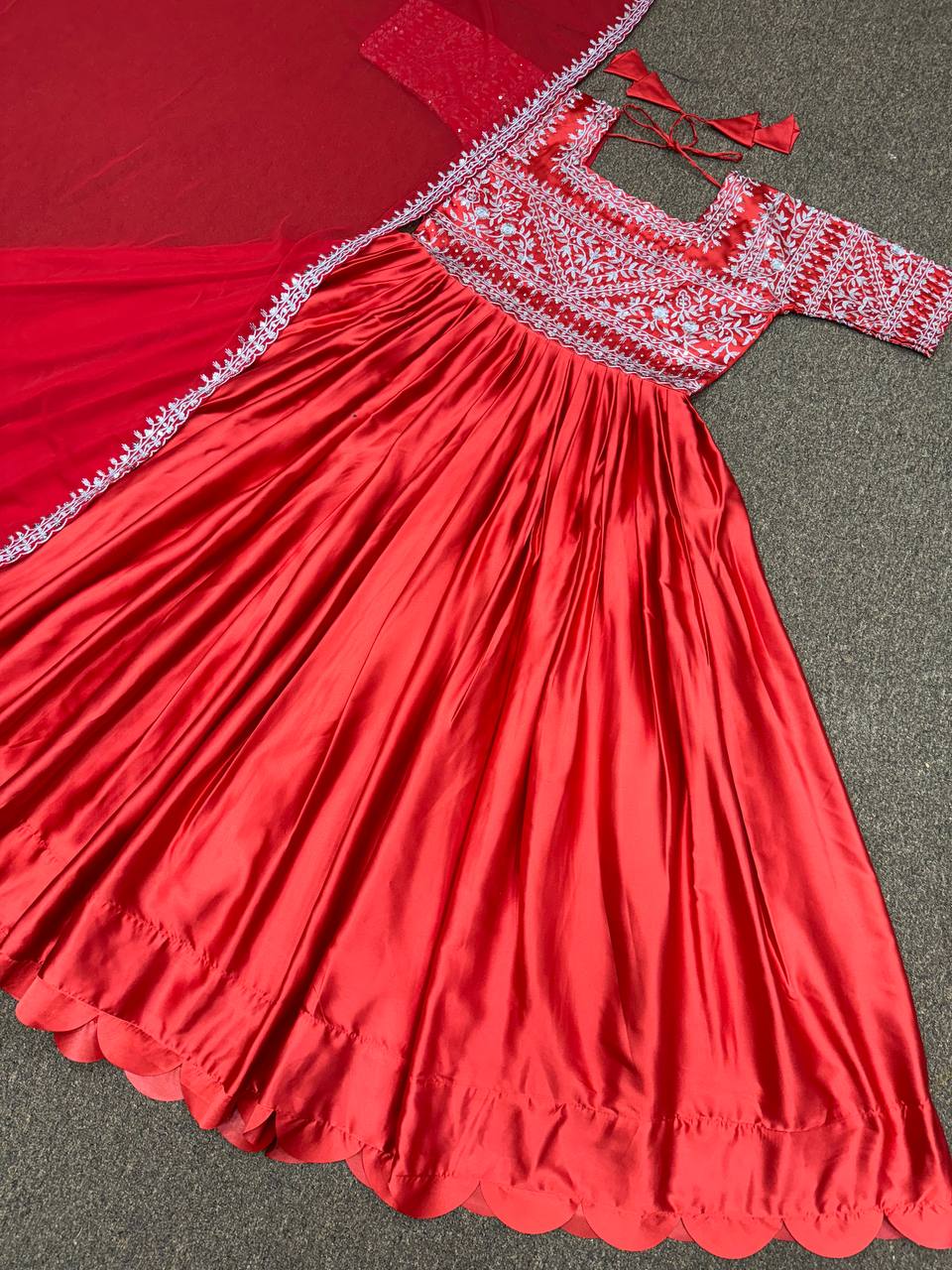 Designer Party Wear Gown With Diamond Handwork With Dupatta