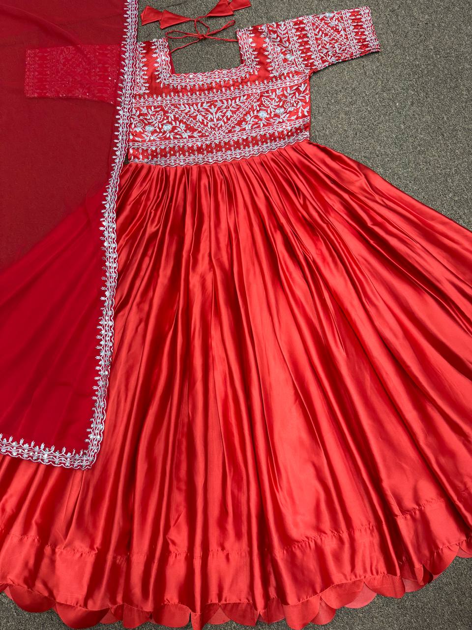 Designer Party Wear Gown With Diamond Handwork With Dupatta