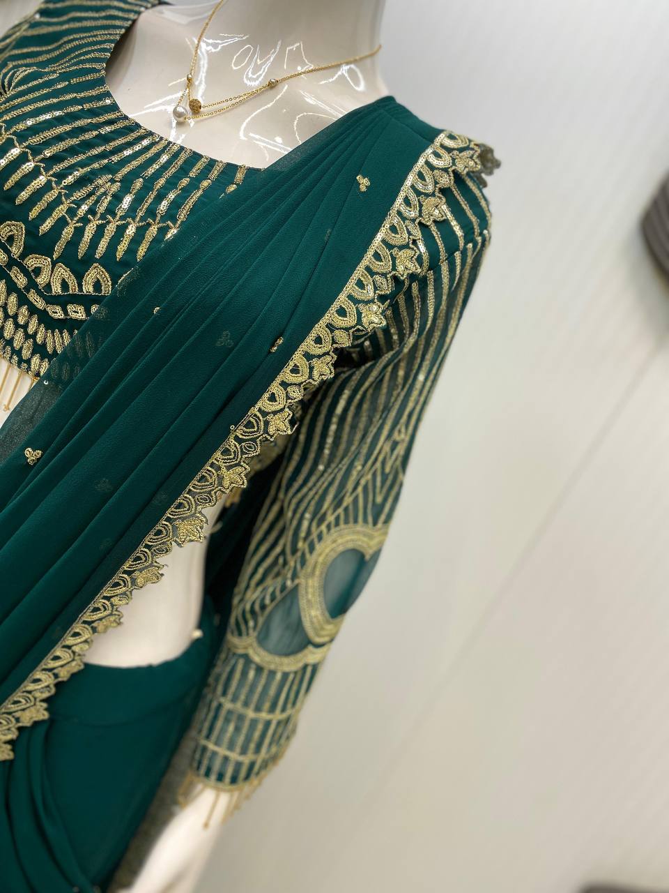 Party Wear Designer Saree With Sequence Embroidery Work