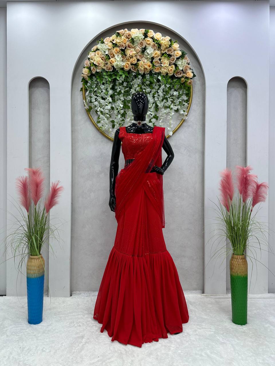 Party Wear Look Beautiful Ready To Wear Lehenga Saree