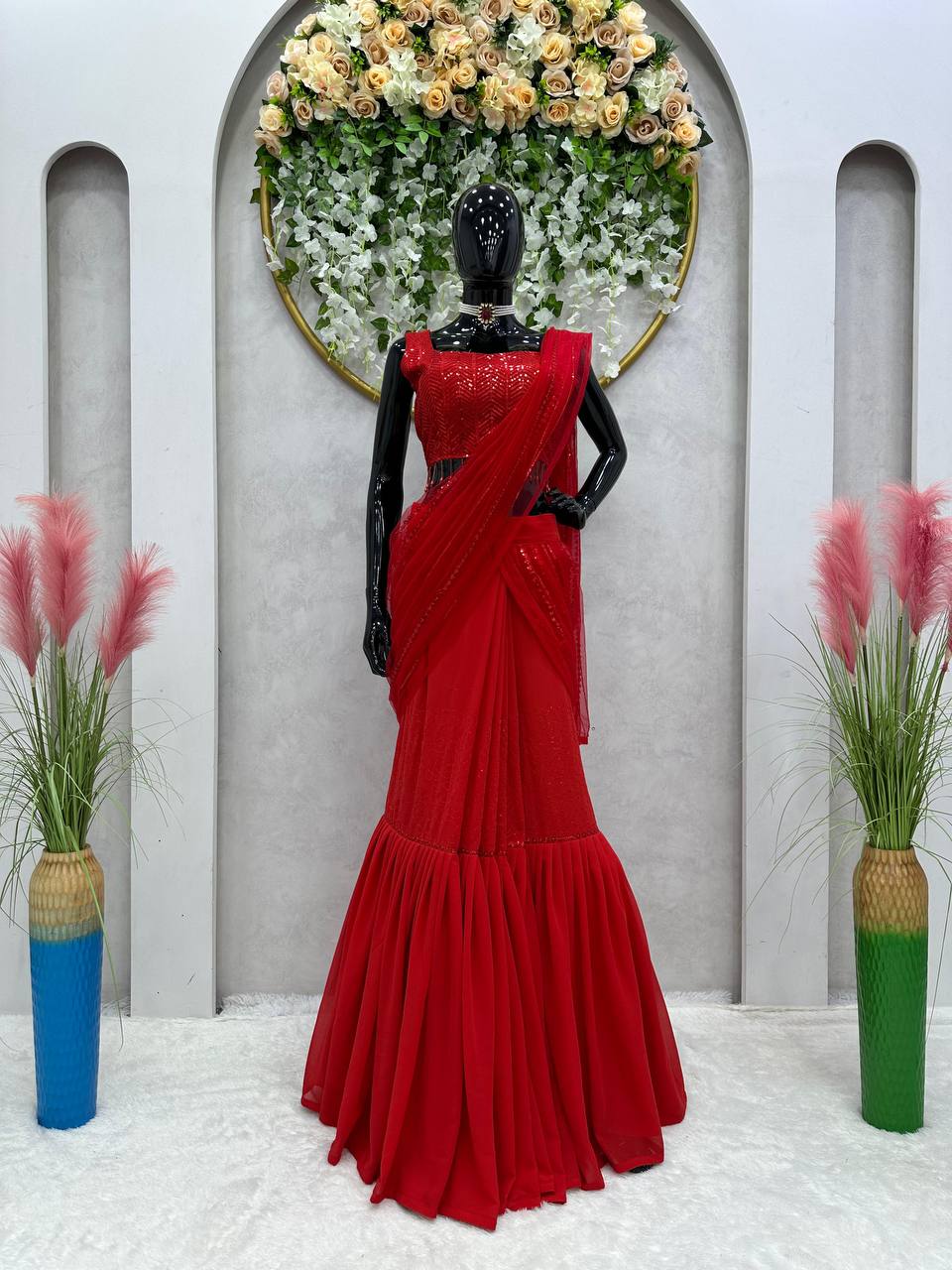 Party Wear Look Beautiful Ready To Wear Lehenga Saree