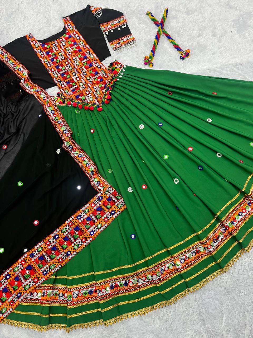 Beautiful Lehenga Choli With Real Mirror Hand Work
