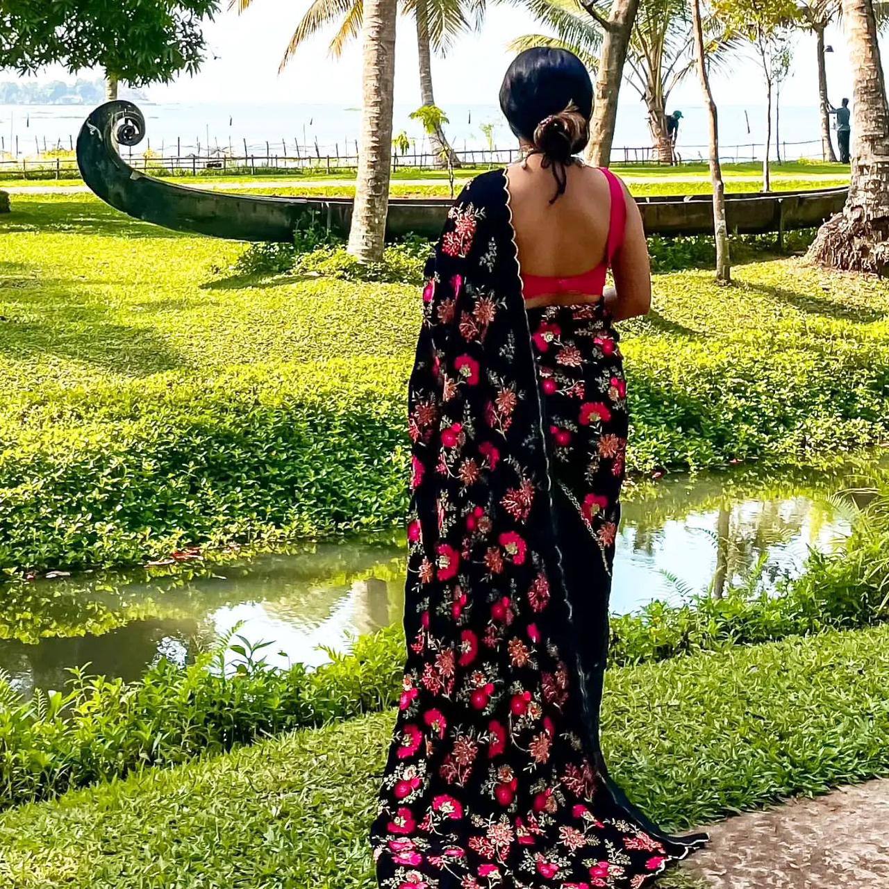 Party Wear Beautiful Saree With Sequence Embroidery Work