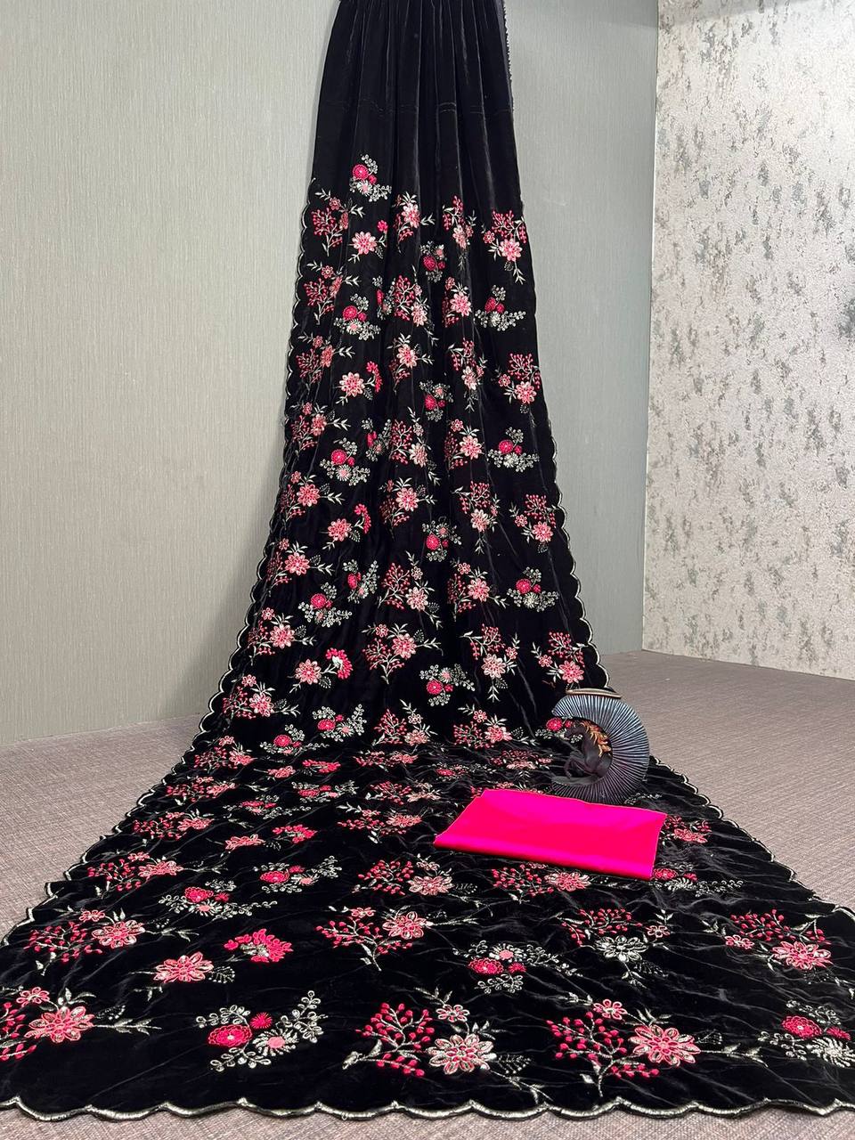 Party Wear Beautiful Saree With Sequence Embroidery Work