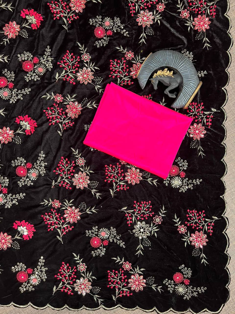 Party Wear Beautiful Saree With Sequence Embroidery Work