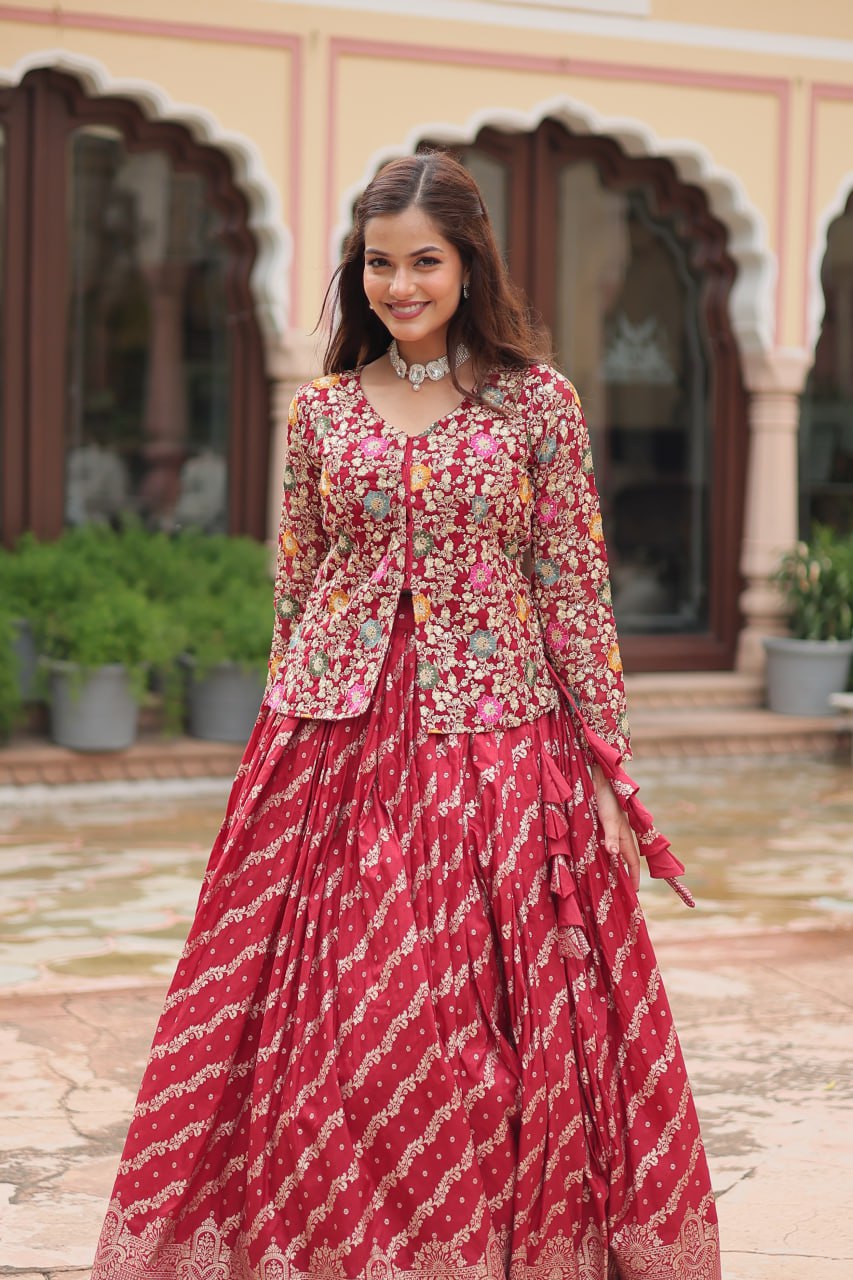 Party Wear Look Designer Top And Beautiful Lehenga