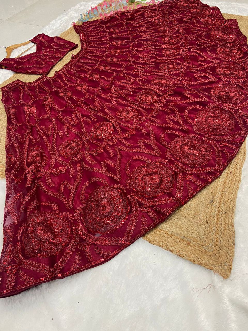 Beautiful Latest Designer Lehenga Choli With Glitter Dori Work