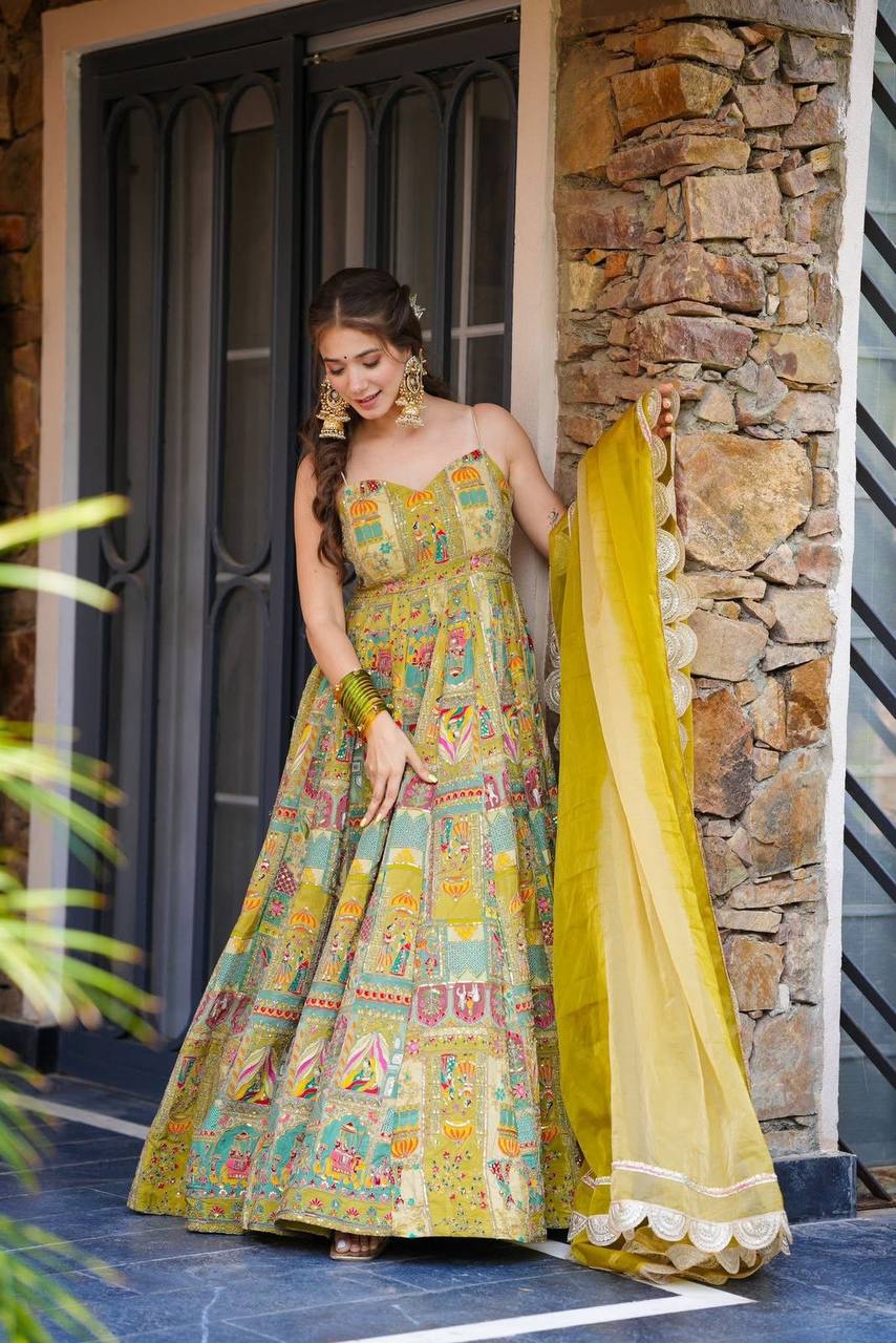 Party Wear Look Designer Anarkali Gown And Dupatta