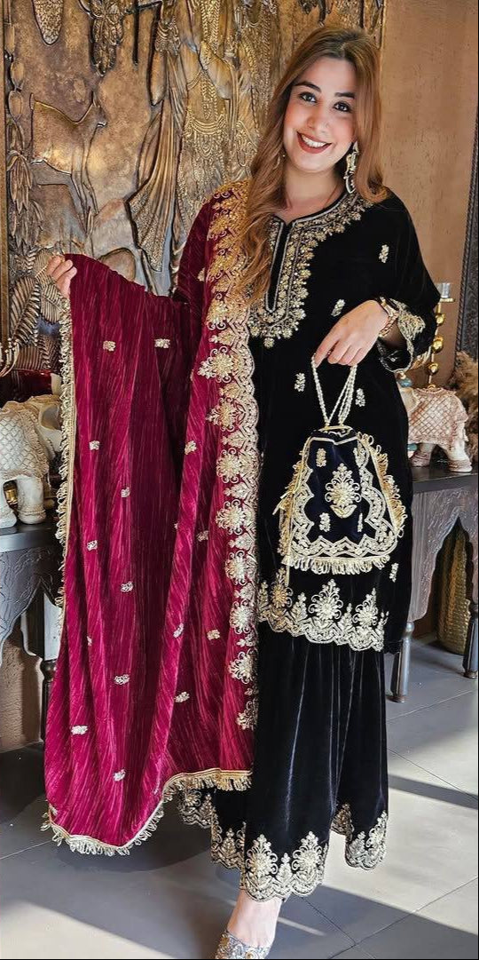 पार्टी वेयर लुक - डिजाइनर टॉप-बॉटम और दुपट्टा