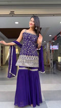 Party Wear Look Suit Set With Thread And Sequence Work