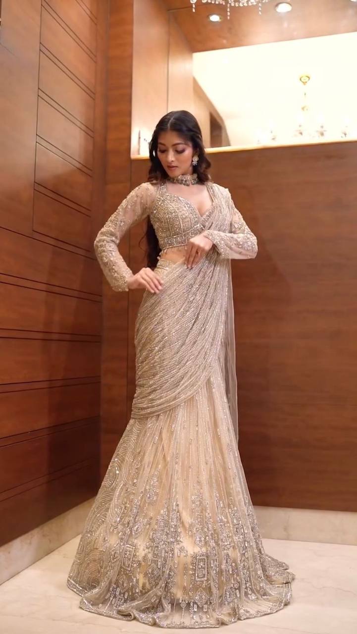 Party Wear Look Designer Saree With Sequence Work