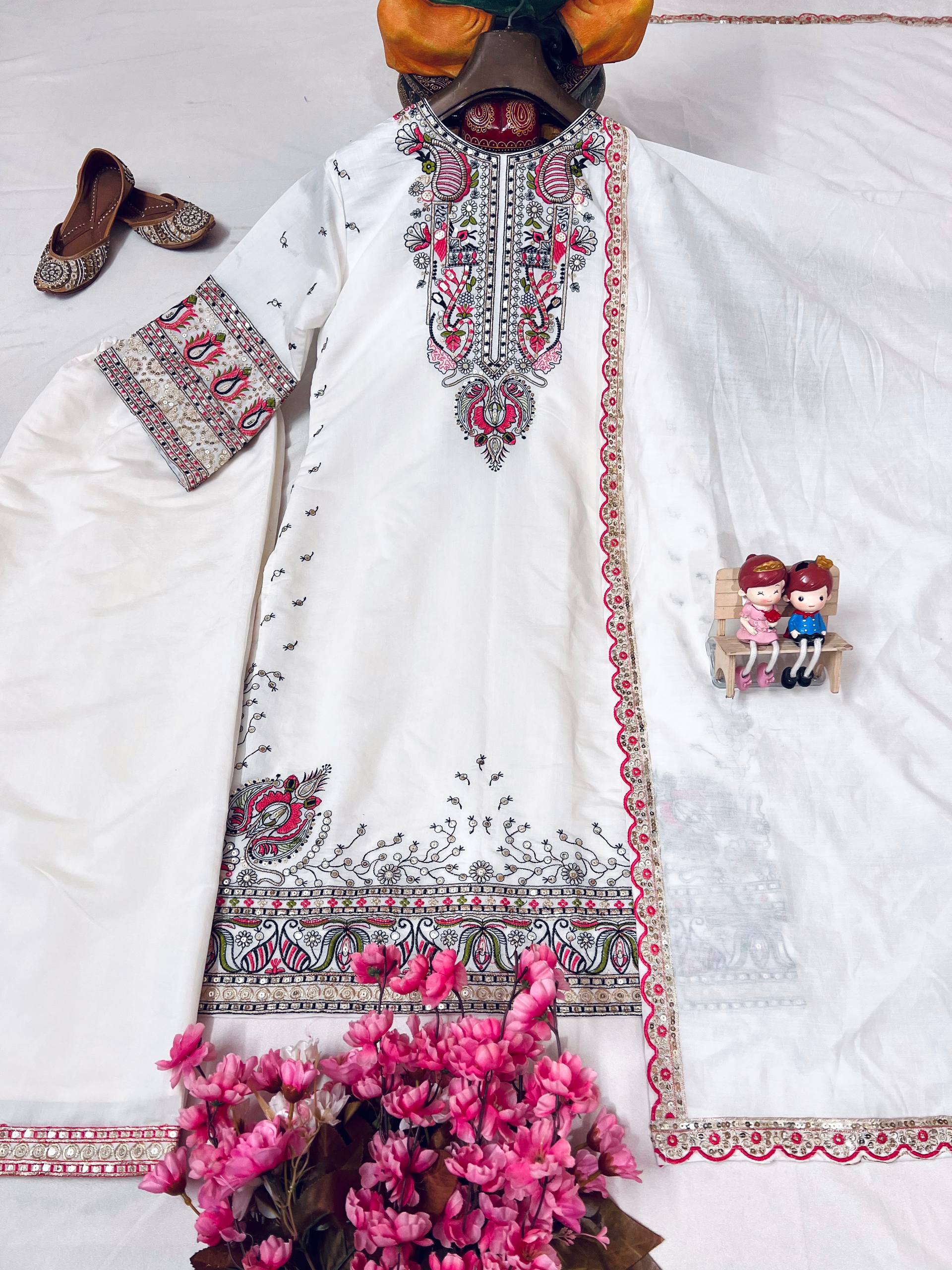 Party Wear Look Suit Set With Sequins Embroidery Work