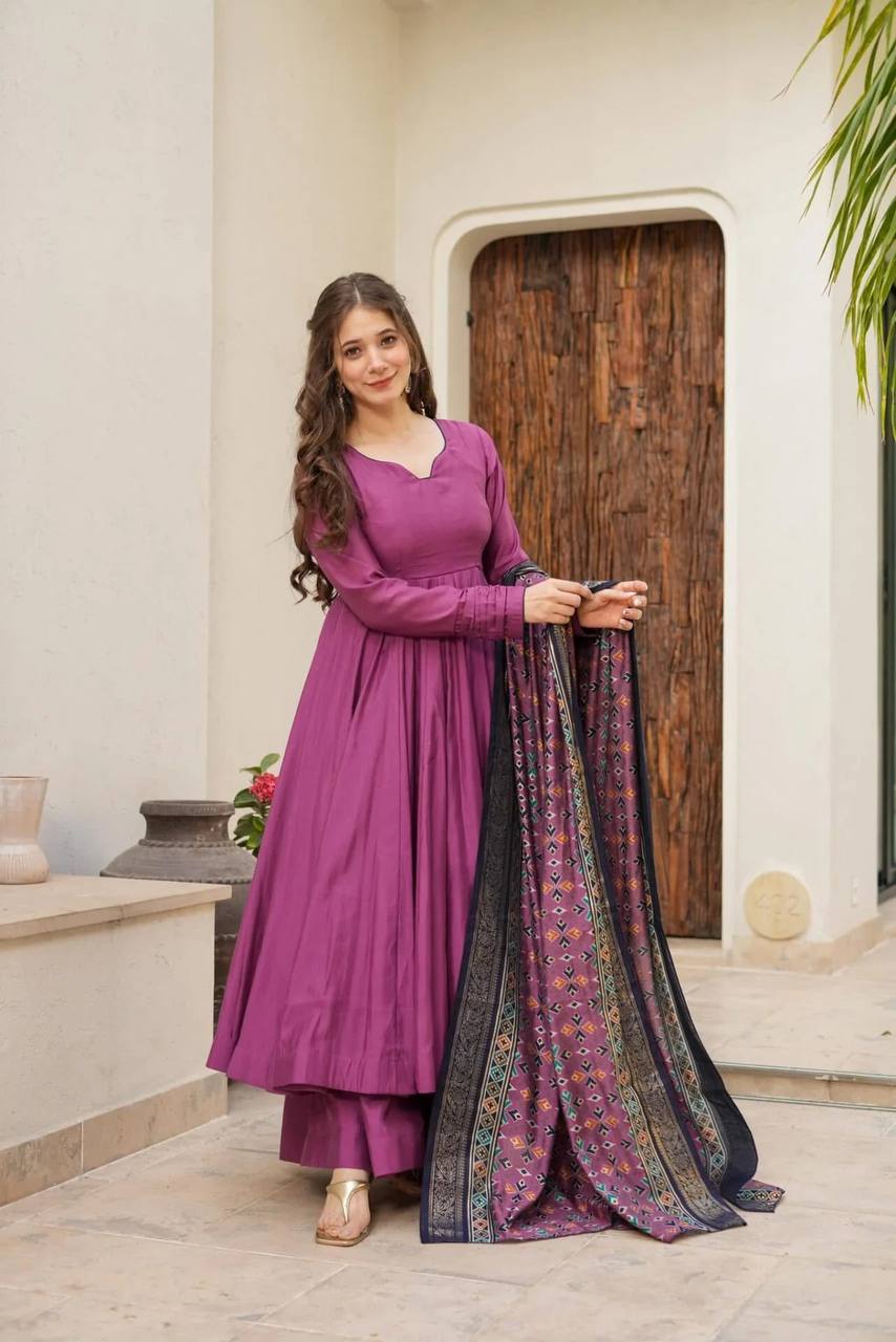 Party Wear Look Designer Gown, Bottom With Dupatta