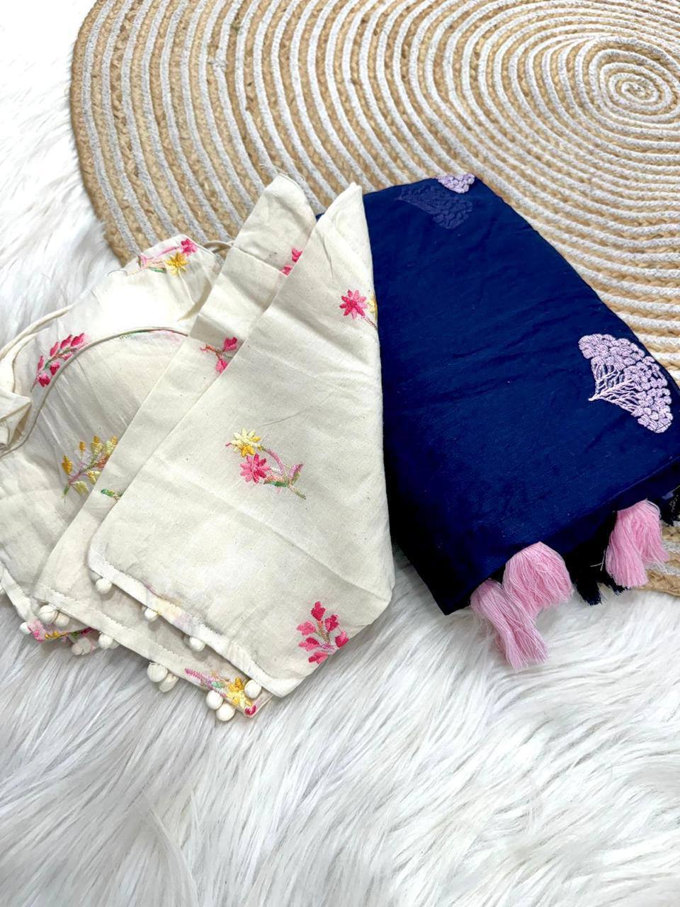 Party Wear Designer Saree With Multi Thread Work