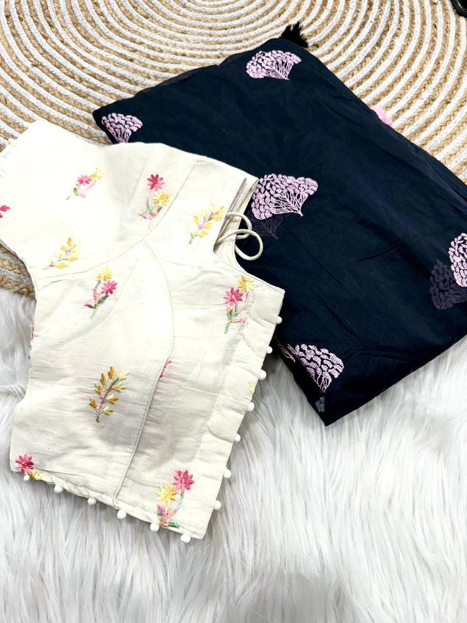 Party Wear Designer Saree With Multi Thread Work